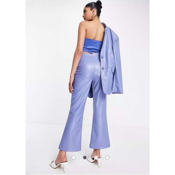 ASOS Curve New with tag leather look kickflare pants in lilac plus size 16 - Picture 2 of 7